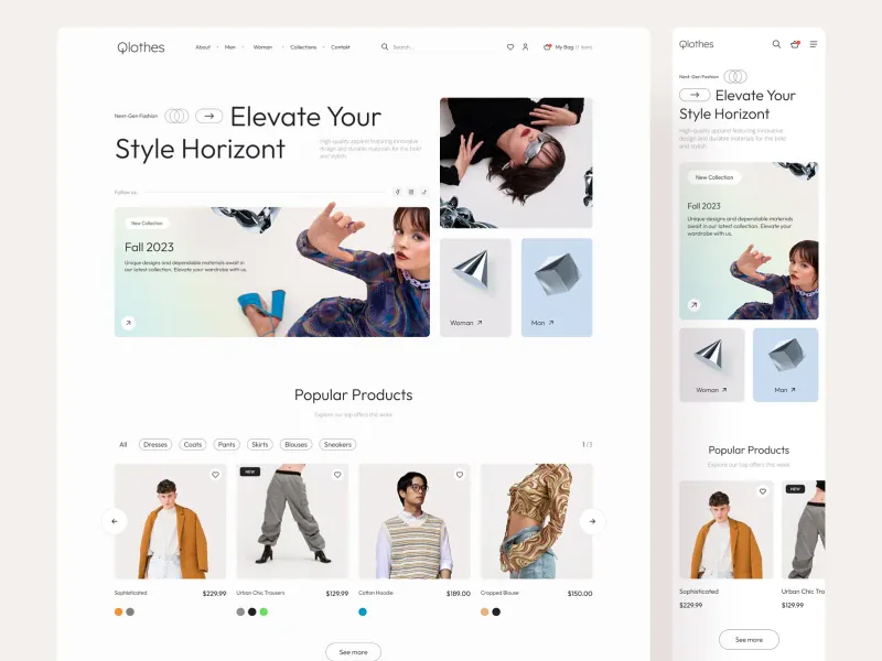 Qlouthes Ecommerce — sklep internetowy z odzieżą markową, realizacja WooCommerce od JCD.pl