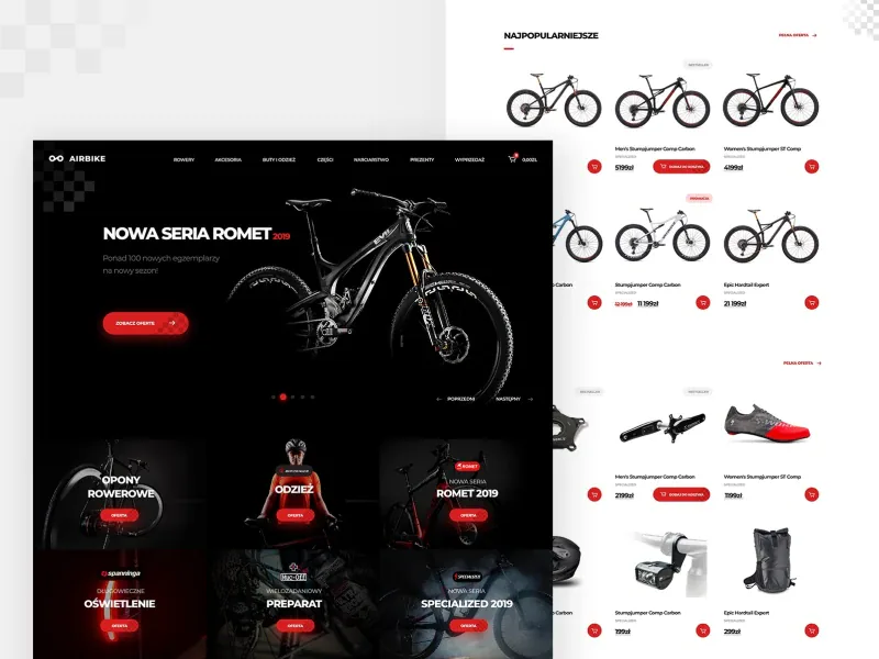 Airbike — sklep internetowy sieci sklepów rowerowych, realizacja WooCommerce od JCD.pl