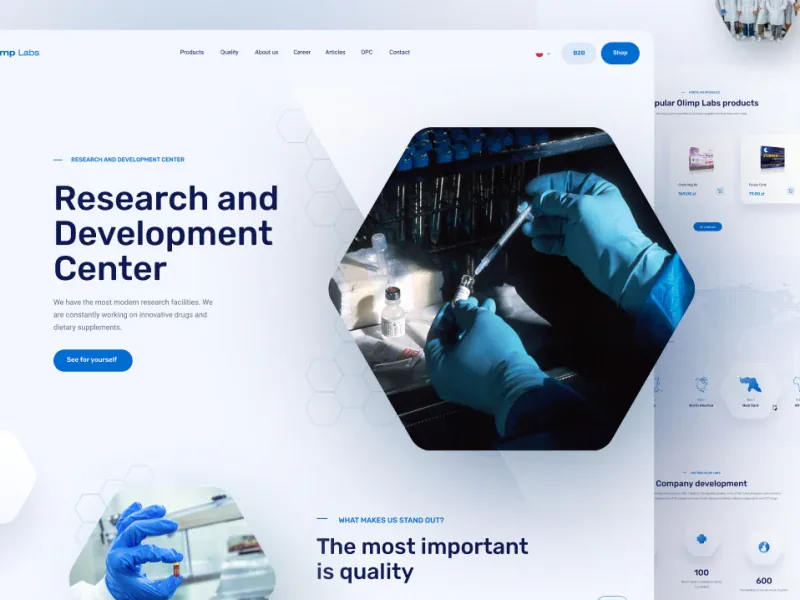 Olimp Labs — witryna biznesowa dla branży farmaceutycznej, realizacja WordPress od JCD.pl