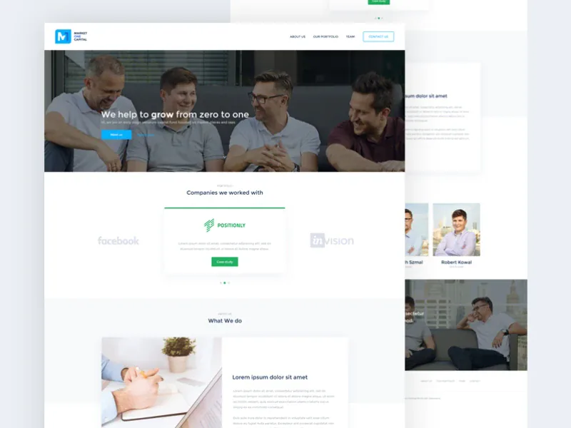Market One Capital — strona funduszu inwestycyjnego dla startupów, realizacja WordPress od JCD.pl